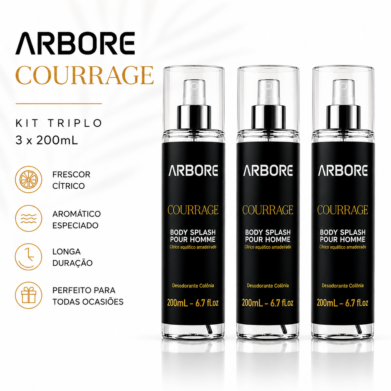 Kit Triplo Body Splash Courrage 200ml