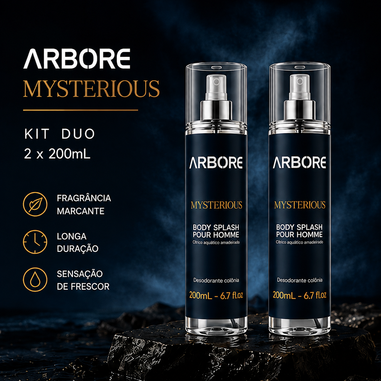 Kit Duplo Body Splash Mysterius 200ml